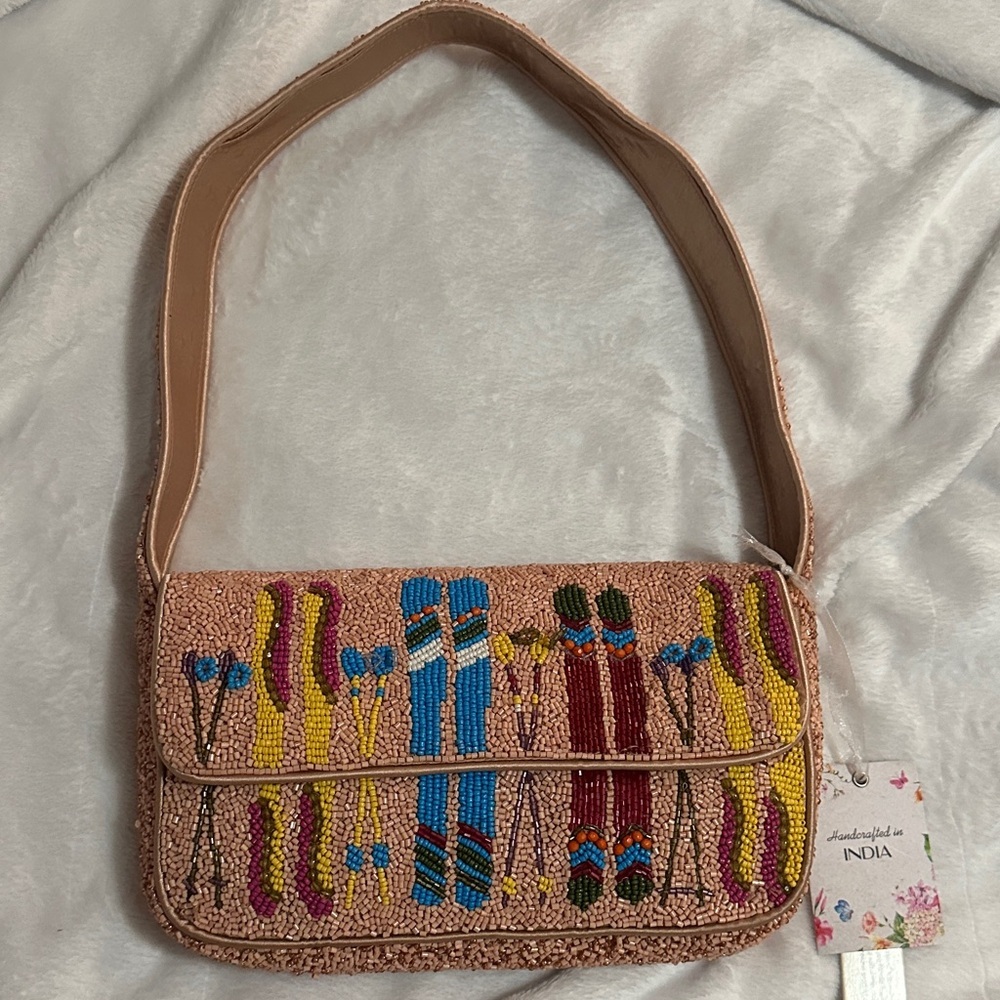 Made in India beaded ski shoulder bag